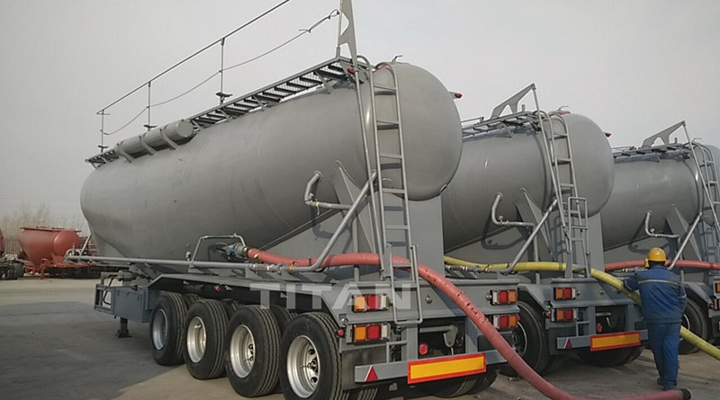 TITAN VEHICLE 45 ton  tank Cement  Bulk Trank on Trailer with Double axle  With  Heavy duty spring suspension supplier