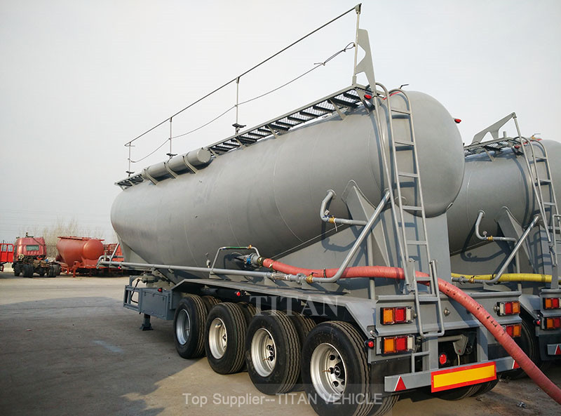 4 axle V shaped bulk cement powder tanker transport semi trailer supplier