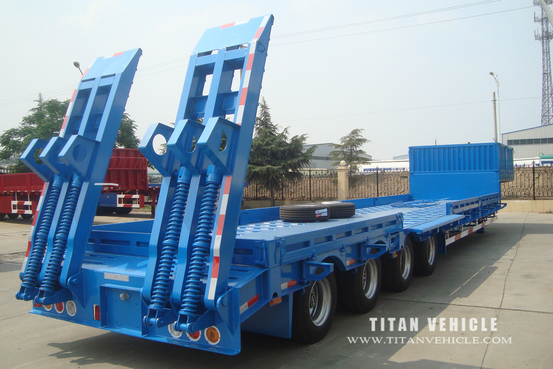 transport 60 ton low bed semi trailer with 4 axle low bed trailer for sale supplier