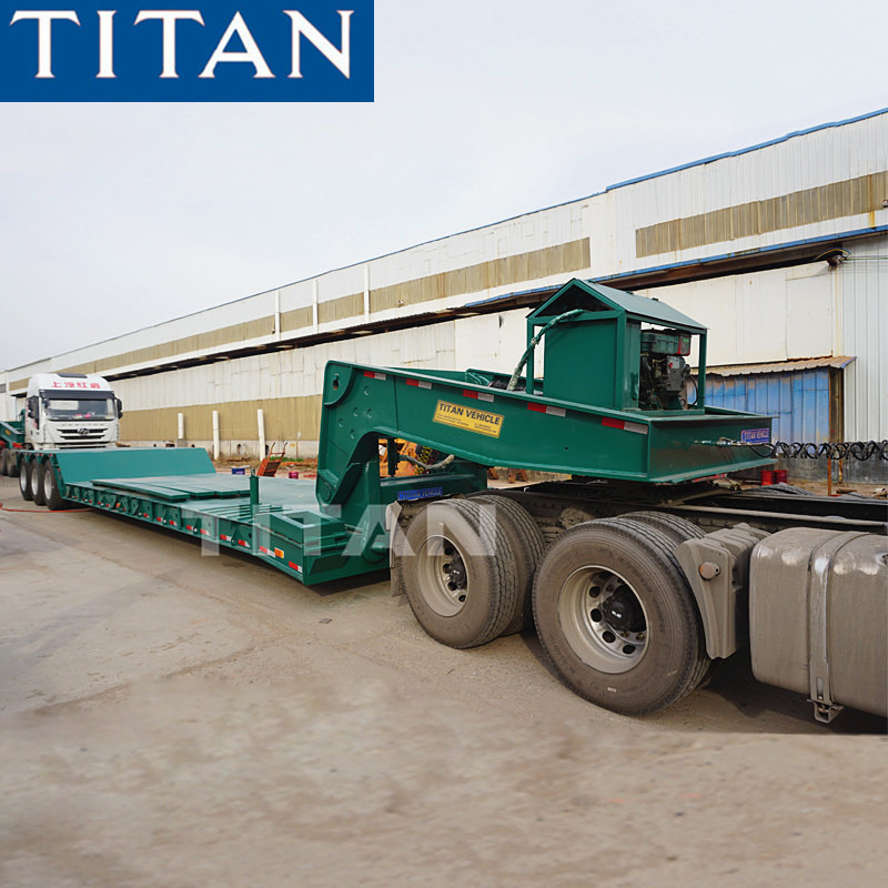 TITAN 3 Axles 60 ton Excavator Removable Gooseneck Lowboy Trailer For Sale supplier