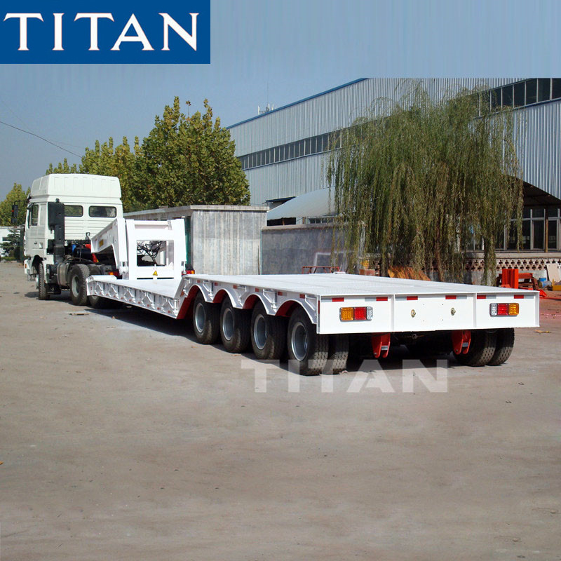 TITAN 4 axles 100 ton detachable gooseneck split  lowboy RGN lowbed trailer for sale supplier
