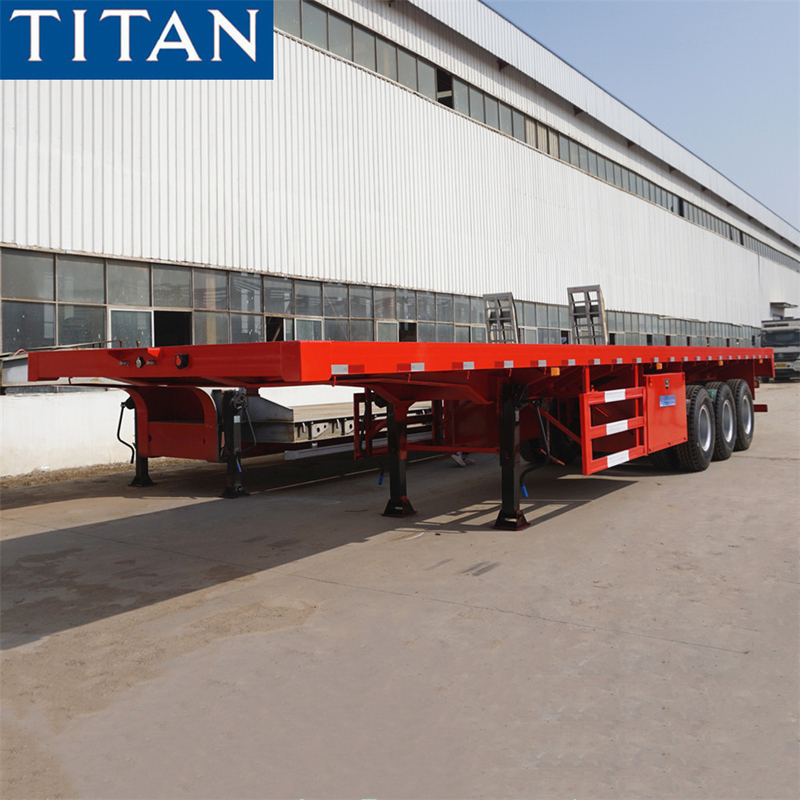 TITAN 3 Axles Container Carrier Flat Bed/Deck/Body/Top Truck Semi Trailer for Sale supplier
