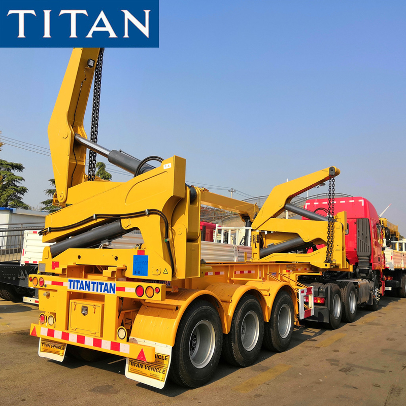 TITAN 20/40ft  side loader side lift crane self unloading container trailer supplier