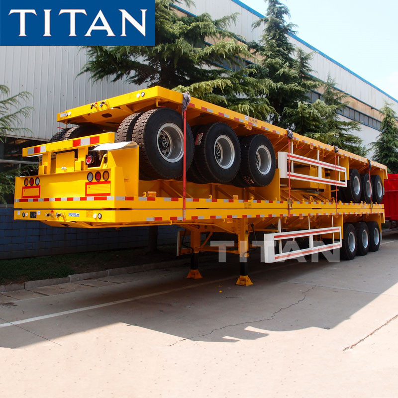 TITAN tridem axle flat top high bed flatbed car trailers for sale supplier