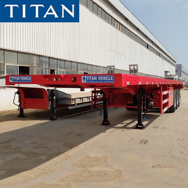 12 wheeler double roller hydraulic lift flatbed trailer-TITAN supplier