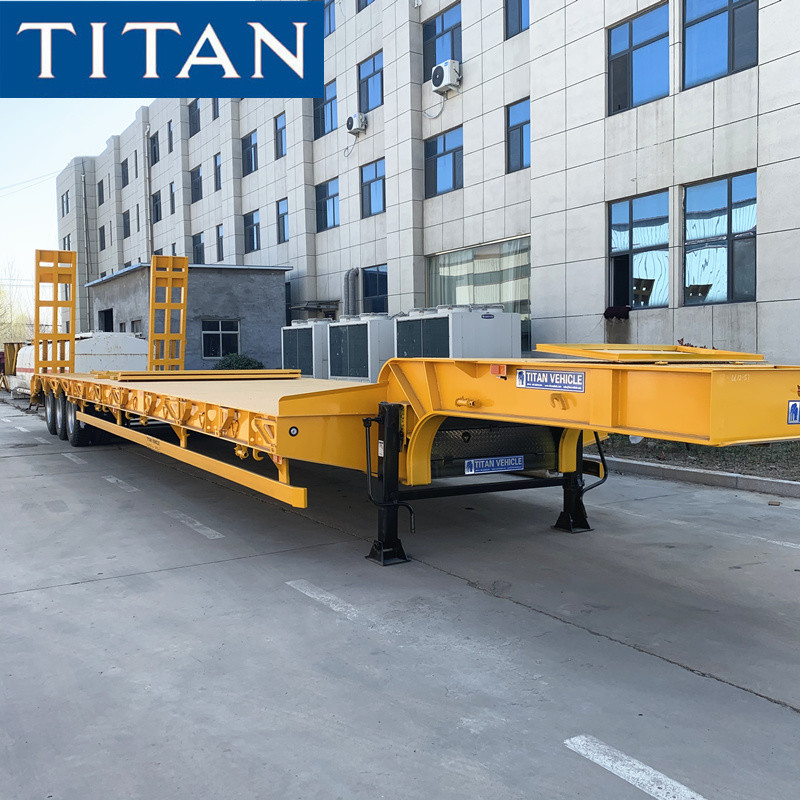 80/100/120 ton truck transport machines excavator lowbed trailer supplier