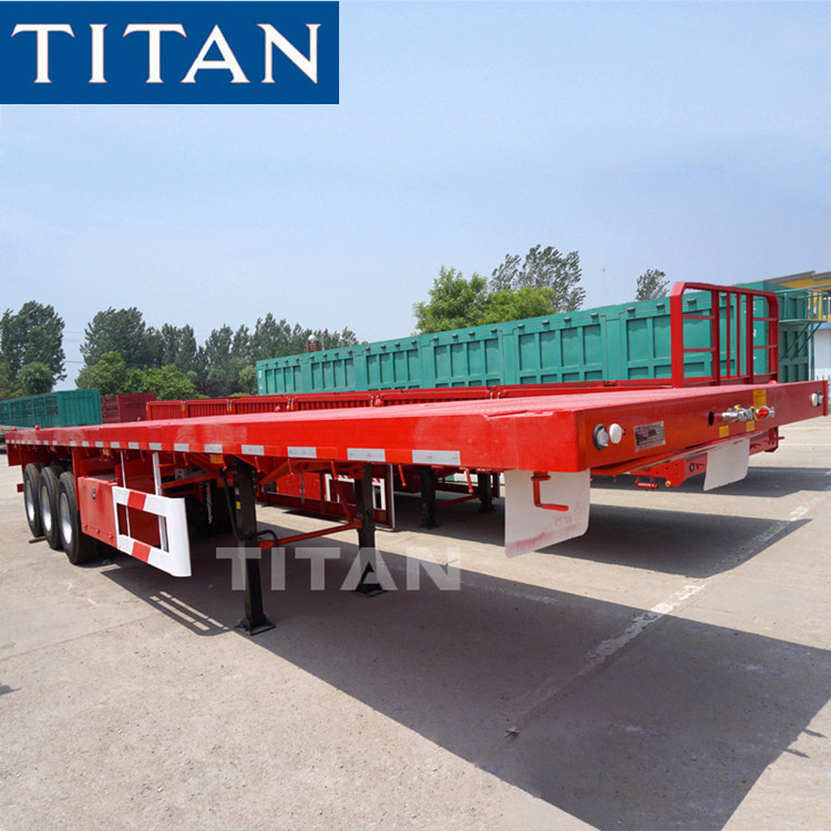 Tri axle 20ft 40ft container high bed flatbed logistics trailer supplier