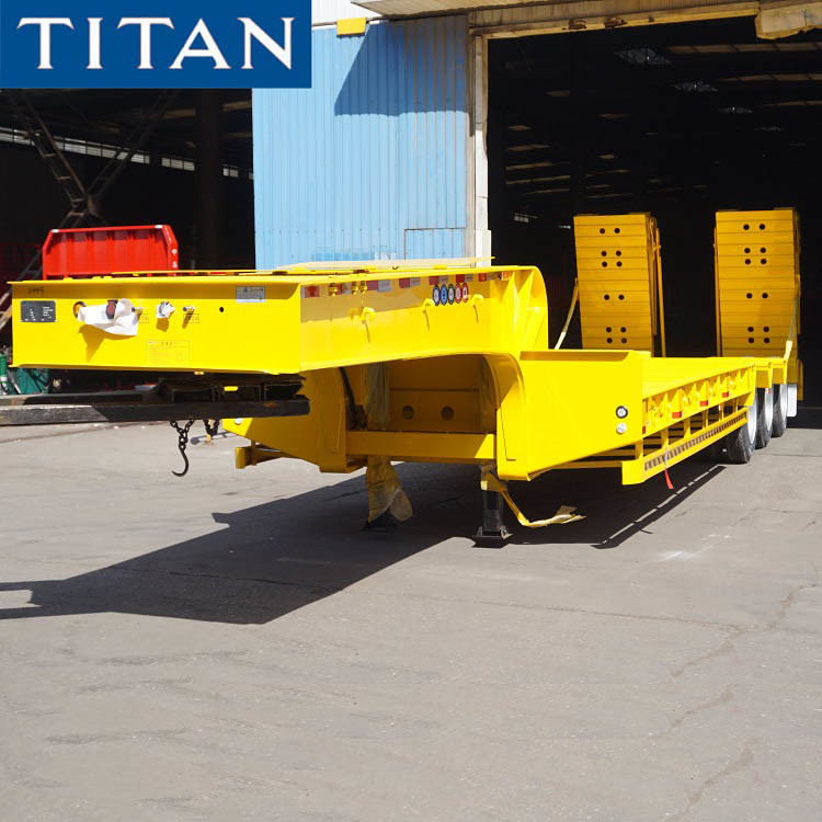 Used &amp; New 3 Axle Drop Deck Low Bed Trailer with Folding Ramp supplier
