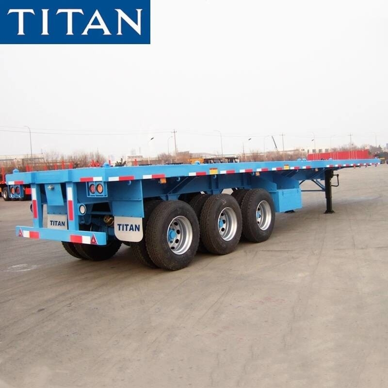 Tripple axle flat bed 40ft container carrier trailer platform semi truck flatbed trailer for sale price supplier