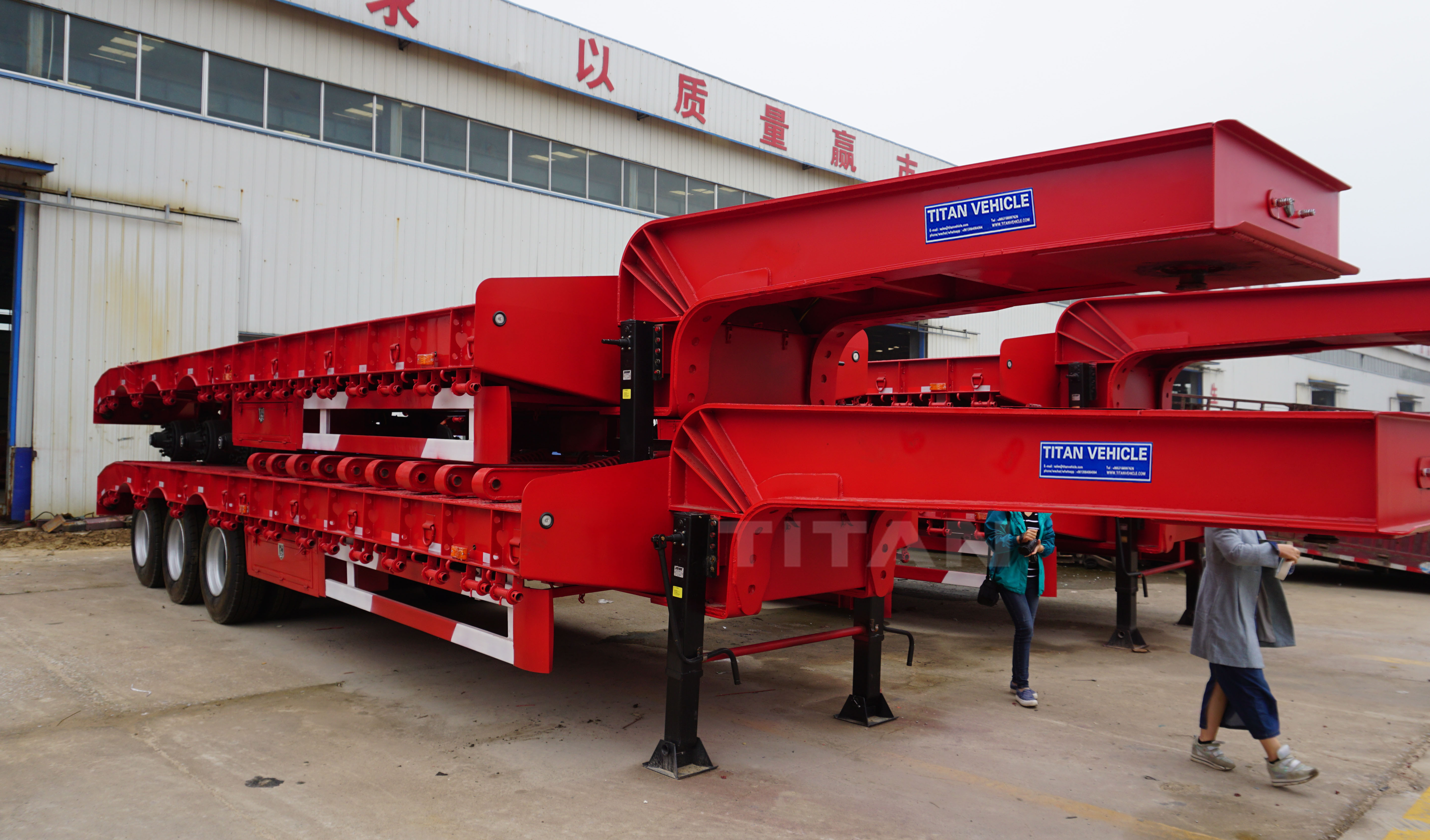 3 axle 40 tons to 80 tons Low loader lowbed truck trailer for sale