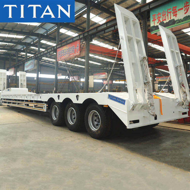 Tri Axle 80 Tons Machine Carriers Hydraulic Low Bed Trailer