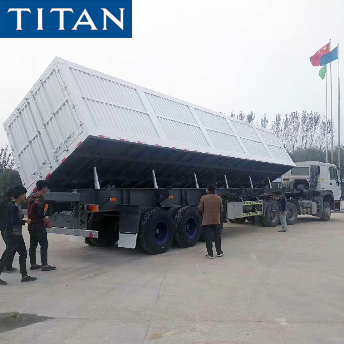 3 Axle 70 Ton Coal Transportation Side Dump Truck Trailer for Sale