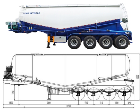 TITAN 4 Axle 40m³ Cement Tanker Semi Trailer  Cement Tanker Price